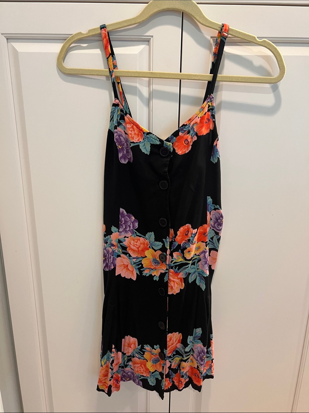 O'Neill Black Floral Button-Front Mini Dress size 10